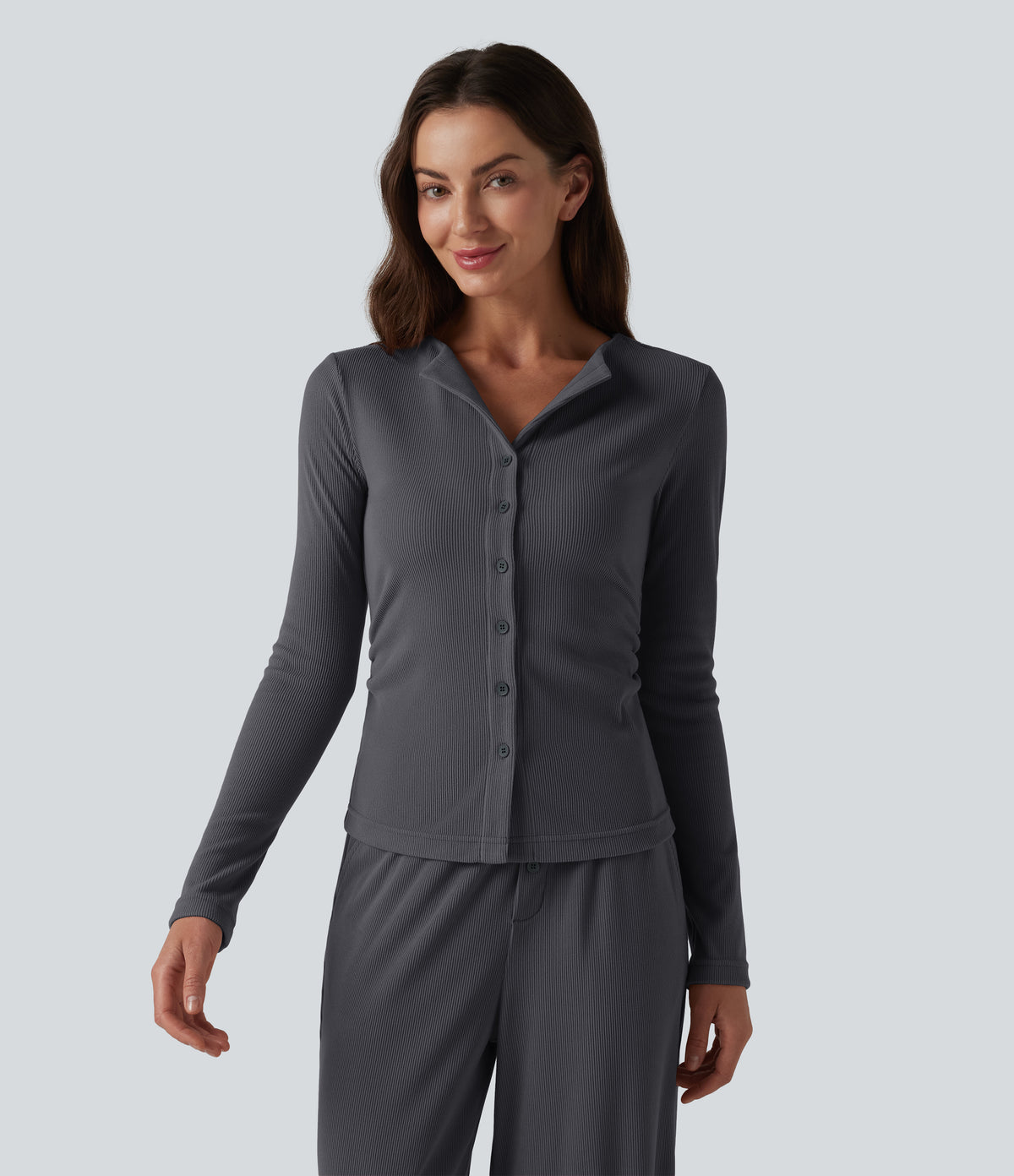 Long Sleeve Lounge Top — Black — view 6
