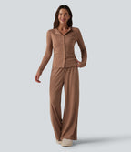 Long Sleeve Lounge Top — Mocha Mousse — view 5