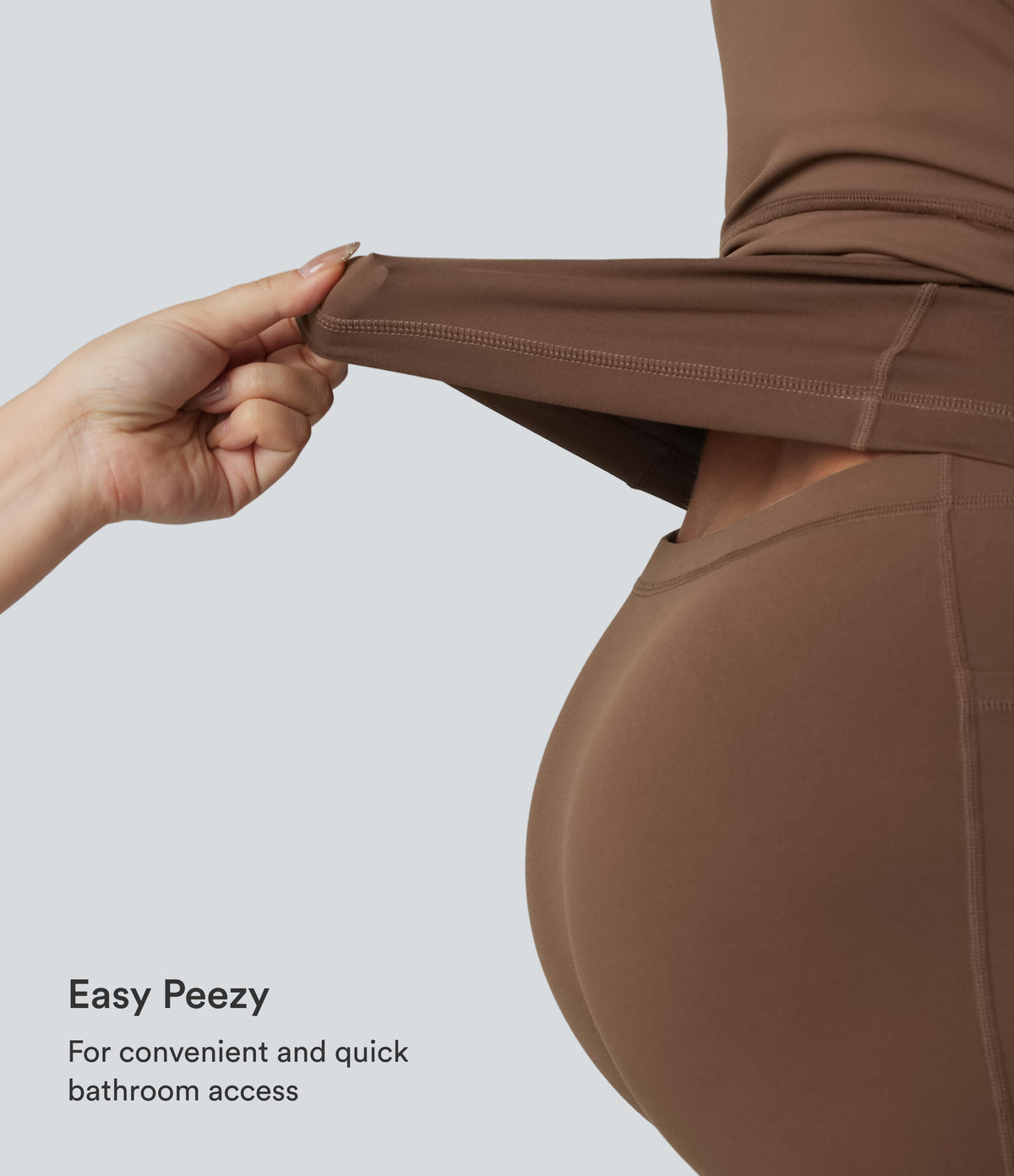 Off-shoulder Removable Strap Built-in Bra 2-in-1 Yoga Active Dress with Pockets-A-D Cups — Soft Silt — view 7