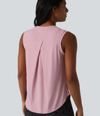Round Neck Curved Hem InstantCool Workout Tank Top-UPF50+ — Pink Nectar — view 5