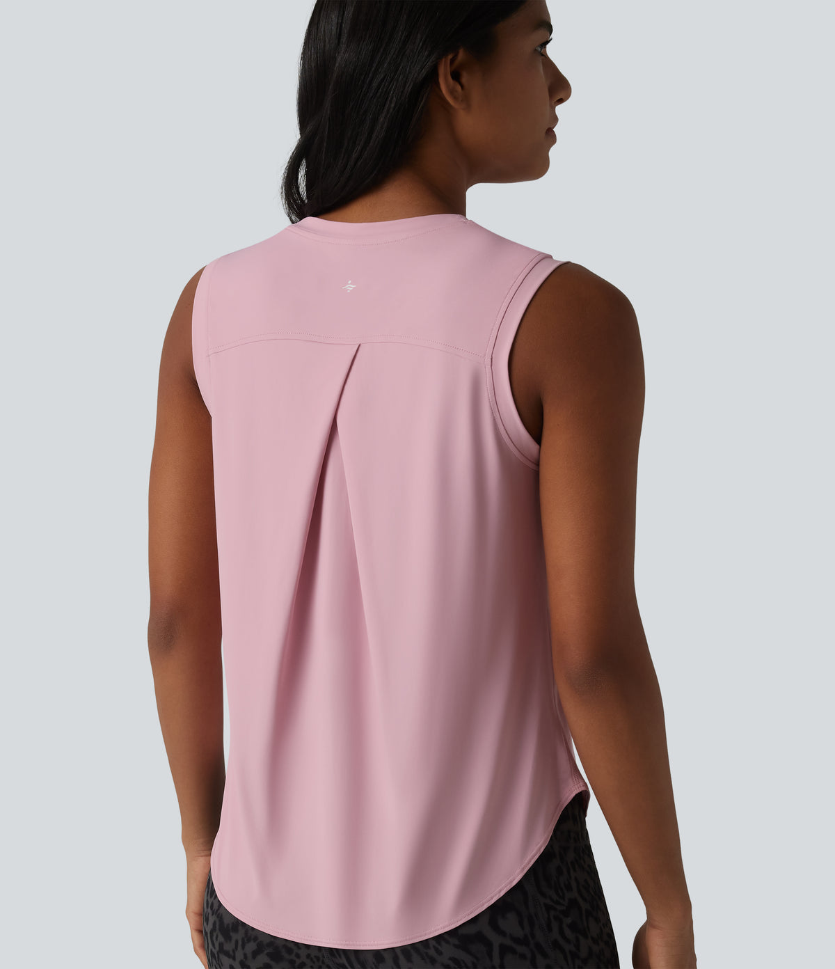 Round Neck Curved Hem InstantCool Workout Tank Top-UPF50+ — Pink Nectar — view 5
