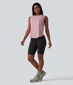 Round Neck Curved Hem InstantCool Workout Tank Top-UPF50+ — Pink Nectar — view 6