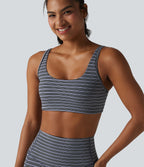 Jacquard Stripe Low Support U-Neck Cut-out Built-in Bra Yoga Sports Bra — Iris Stripe — view 5
