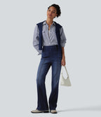 High Waisted Work Bootcut Jeans with Pockets — Inkling Blue Denim — view 6