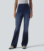 High Waisted Work Bootcut Jeans with Pockets — Inkling Blue Denim — view 1