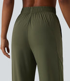 High Waisted Contrast Mesh InstantCool Workout Joggers with Pockets-UPF50+ — Grass Grey Green — view 5