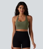 Low Support Backless Adjustable Straps U-Neck Built-in Bra Yoga Sports Bra B-D Cups — Grass Grey Green — view 2