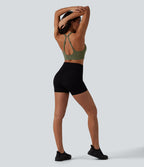 Low Support Backless Adjustable Straps U-Neck Built-in Bra Yoga Sports Bra B-D Cups — Grass Grey Green — view 7