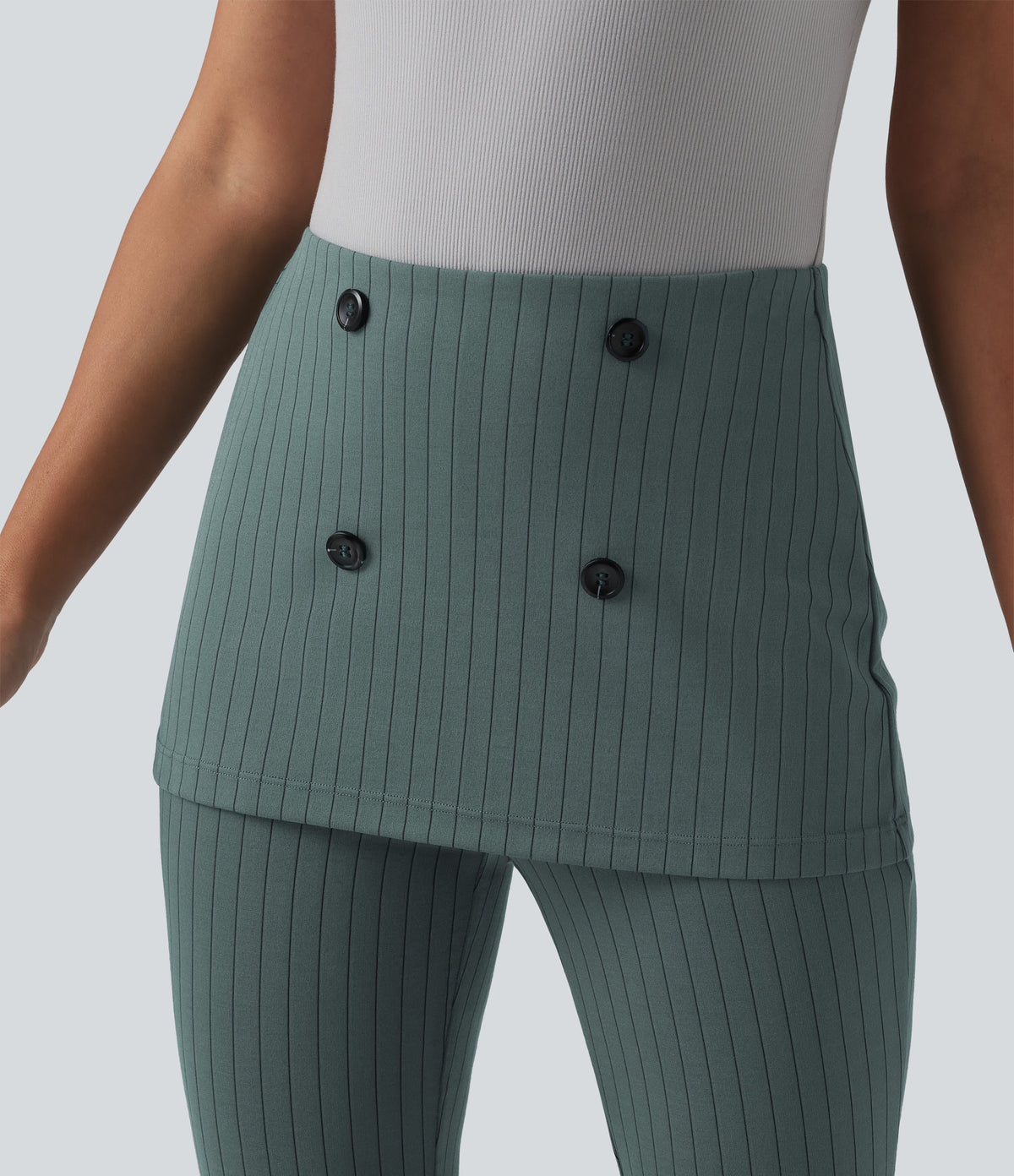 High Waisted Stripe InstantCool Flare Work Trousers — Cloud Shadow — view 4