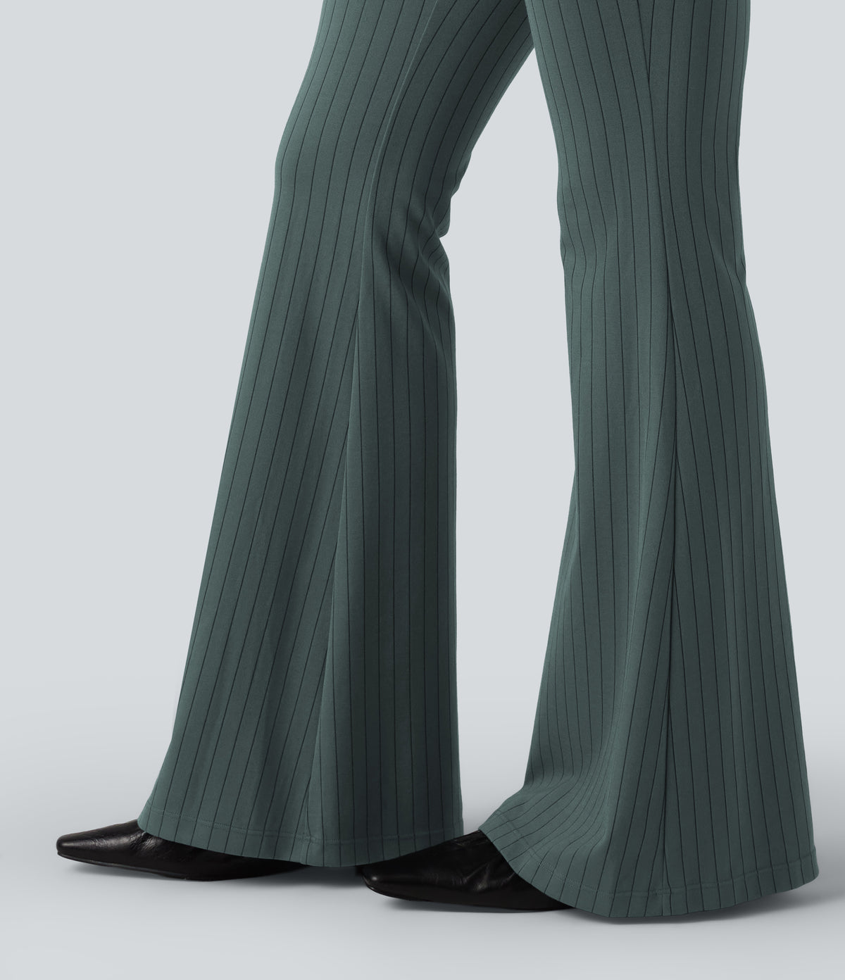 High Waisted Stripe InstantCool Flare Work Trousers — Cloud Shadow — view 5