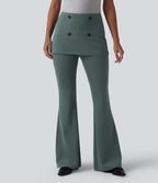 High Waisted Stripe InstantCool Flare Work Trousers — Cloud Shadow — view 3