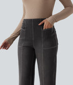 High Waisted Tummy Control Casual Wide Leg Jeans with Pockets — Phantom Denim — view 4