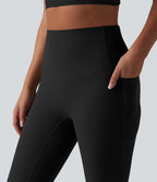 High Waisted Tummy Control Yoga Balloon Joggers with Pockets — Black — view 4