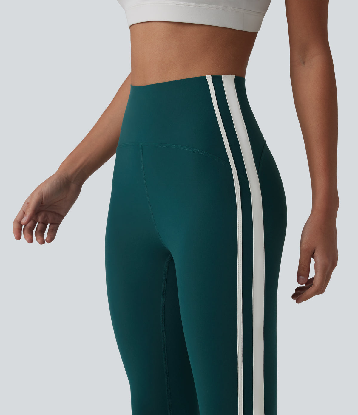 High-waisted Tummy Control Side Stripe Yoga 7/8 Leggings — June Bug — view 4