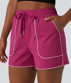 High Waisted Drawstring Quick Dry InstantCool Workout Shorts 3'' with Pockets-UPF40+ — Vivacious — view 1