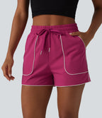 High Waisted Drawstring Quick Dry InstantCool Workout Shorts 3'' with Pockets-UPF40+ — Vivacious — view 4