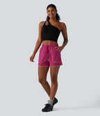 High Waisted Drawstring Quick Dry InstantCool Workout Shorts 3'' with Pockets-UPF40+ — Vivacious — view 6