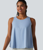 QuickDry Crossover Flounce Hem Relaxed Yoga Tank Top — Sky Blue — view 5