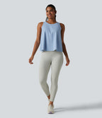 QuickDry Crossover Flounce Hem Relaxed Yoga Tank Top — Sky Blue — view 6