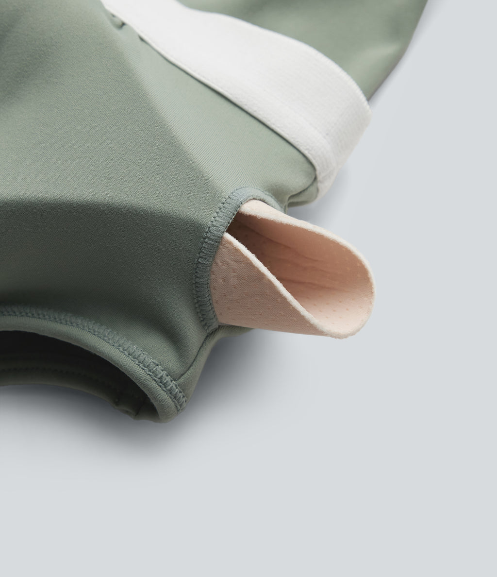 U Neck Sleeveless 2-in-1 Built-in Bra Mini Workout Active Dress with Pockets — Iceberg Green — view 8