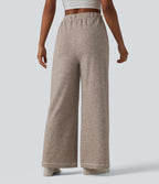 High Waisted Drawstring Baggy Lounge Trousers with Pockets — Moon Rock — view 2