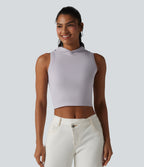 OneForm Seamless Flow Hooded Cropped Casual Tank Top — Raindrops — view 3