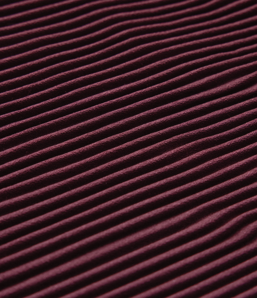 High Waisted Pleated Midi Casual Skirt — Tawny Port — view 7
