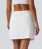 High Waisted Drawstring 2-in-1 Hiking Skirt with Pockets — White — view 2