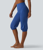 High Waisted Tummy Control Pedal Pushers Dance Balloon Joggers with Pockets — Beaucoup Blue — view 3