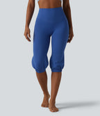 High Waisted Tummy Control Pedal Pushers Dance Balloon Joggers with Pockets — Beaucoup Blue — view 2