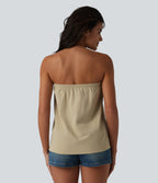 Tube Stretchy Poplin Casual Tank Top — Fields of Rye — view 3