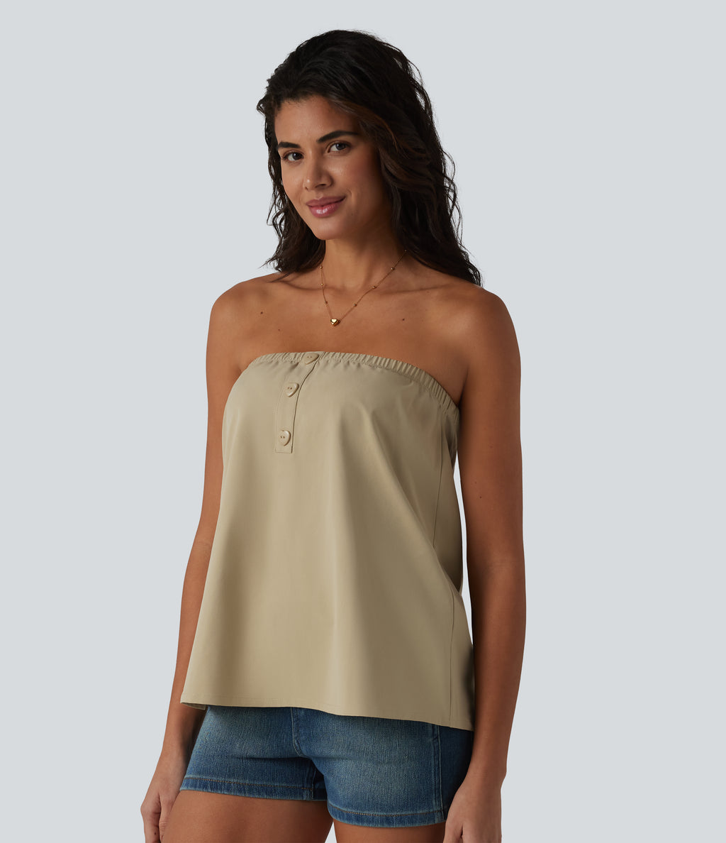 Tube Stretchy Poplin Casual Tank Top — Fields of Rye — view 5