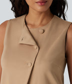 Round Neck Casual Vest — Tan — view 5