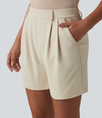 High Waisted Work Shorts 5'' with Pockets — Oat Milk — view 5