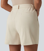 High Waisted Work Shorts 5'' with Pockets — Oat Milk — view 4