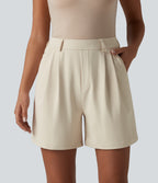 High Waisted Work Shorts 5'' with Pockets — Oat Milk — view 1