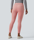High Waisted Suede Casual Leggings with Pockets — Rosette — view 2