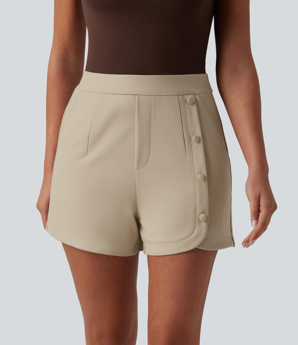 High Waisted Work Shorts 3'' with Pockets — Brown Rice — view 1