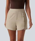 High Waisted Work Shorts 3'' with Pockets — Brown Rice — view 1