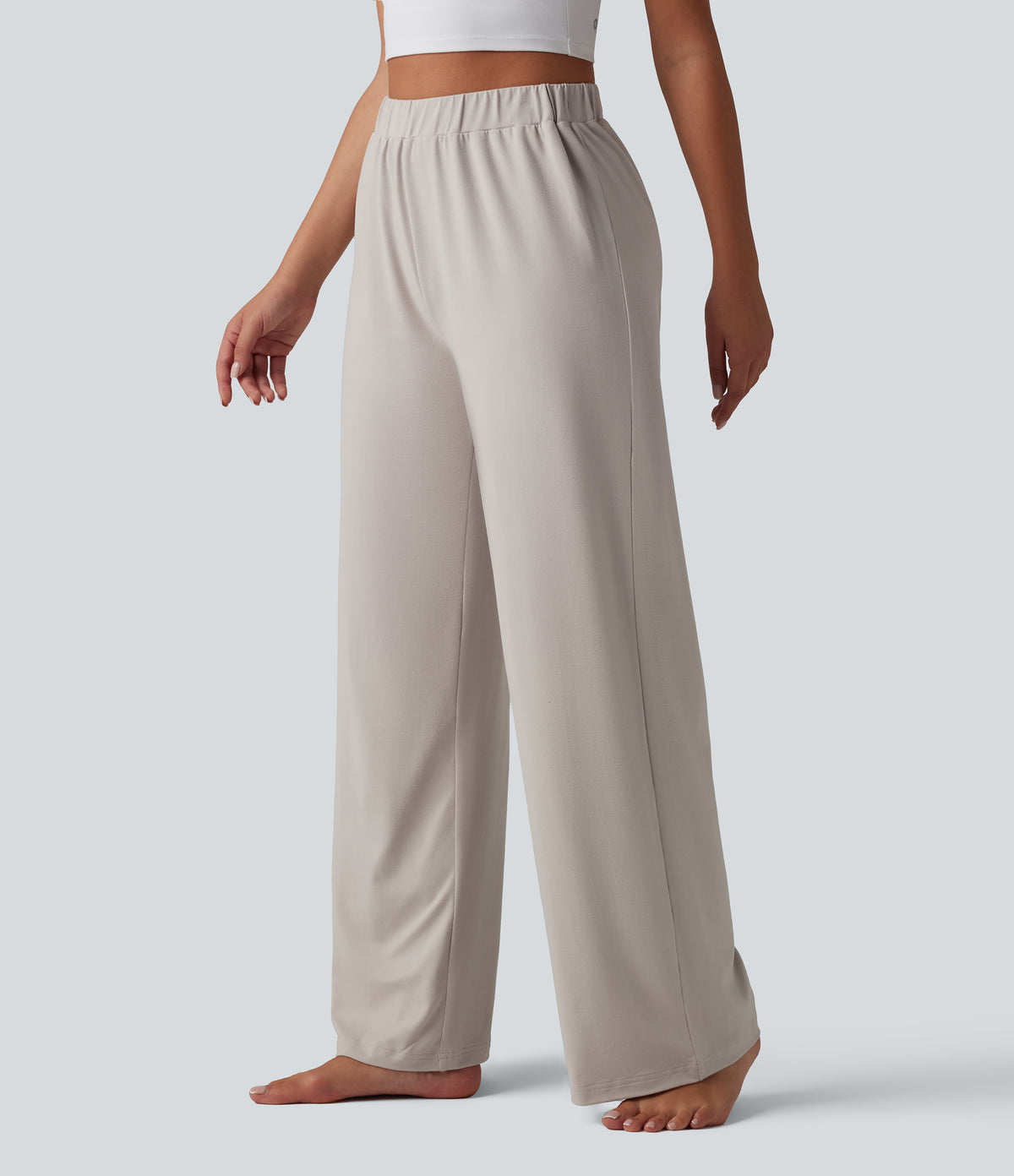 High Waisted Baggy Lounge Trousers — Wind Chime — view 1