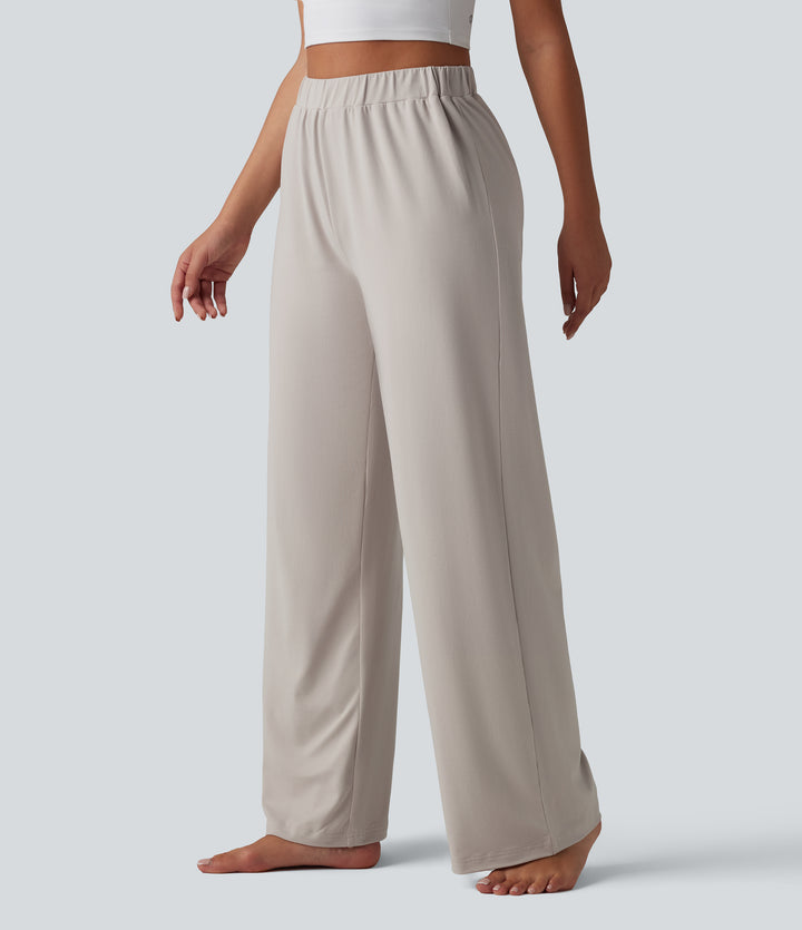 High Waisted Baggy Lounge Trousers — Wind Chime — view 1
