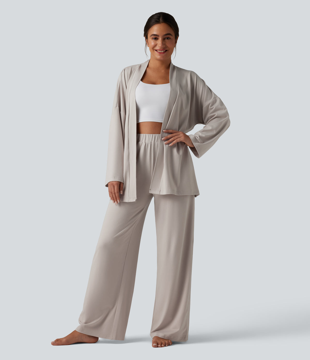 High Waisted Baggy Lounge Trousers — Wind Chime — view 6