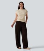 Round Neck Cap Sleeve Casual T-Shirt — Turtledove — view 6