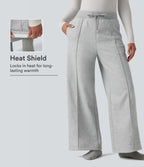 High Waisted Drawstring Straight Leg Lounge Thermal Trousers with Pockets — Antarctica — view 1