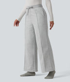 High Waisted Drawstring Straight Leg Lounge Thermal Trousers with Pockets — Antarctica — view 3