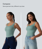 Built-in Bra Casual Tank Top B-E Cups — Bronze Stone Green — view 4
