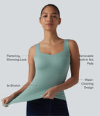 Built-in Bra Casual Tank Top B-E Cups — Bronze Stone Green — view 2