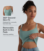Scoop Neck Built-in Bra Casual Tank Top B-E Cups — Clear Green — view 1