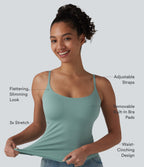 Scoop Neck Built-in Bra Casual Tank Top B-E Cups — Clear Green — view 2