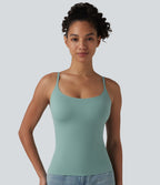 Scoop Neck Built-in Bra Casual Tank Top B-E Cups — Clear Green — view 3